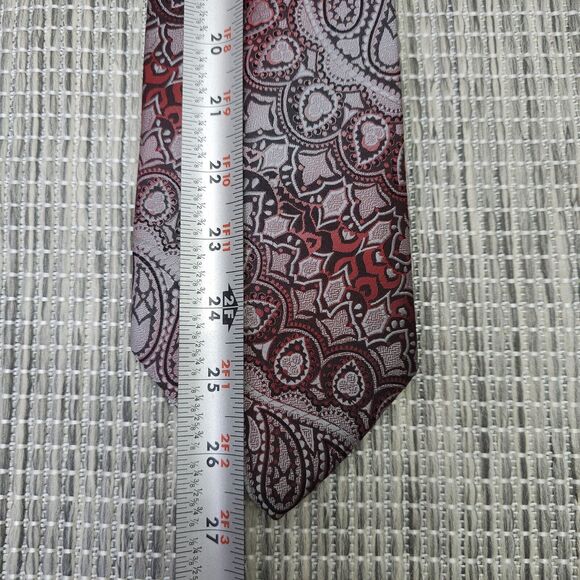 Suitmates Wembley Neck Tie Mens Red Silver Paisley Career Prom Formal Church - Picture 9 of 10